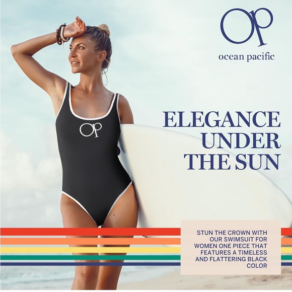 Ocean Pacific' Swimwear Scoop Neck Classic One Piece large/321-bb2 - Picture 4 of 7